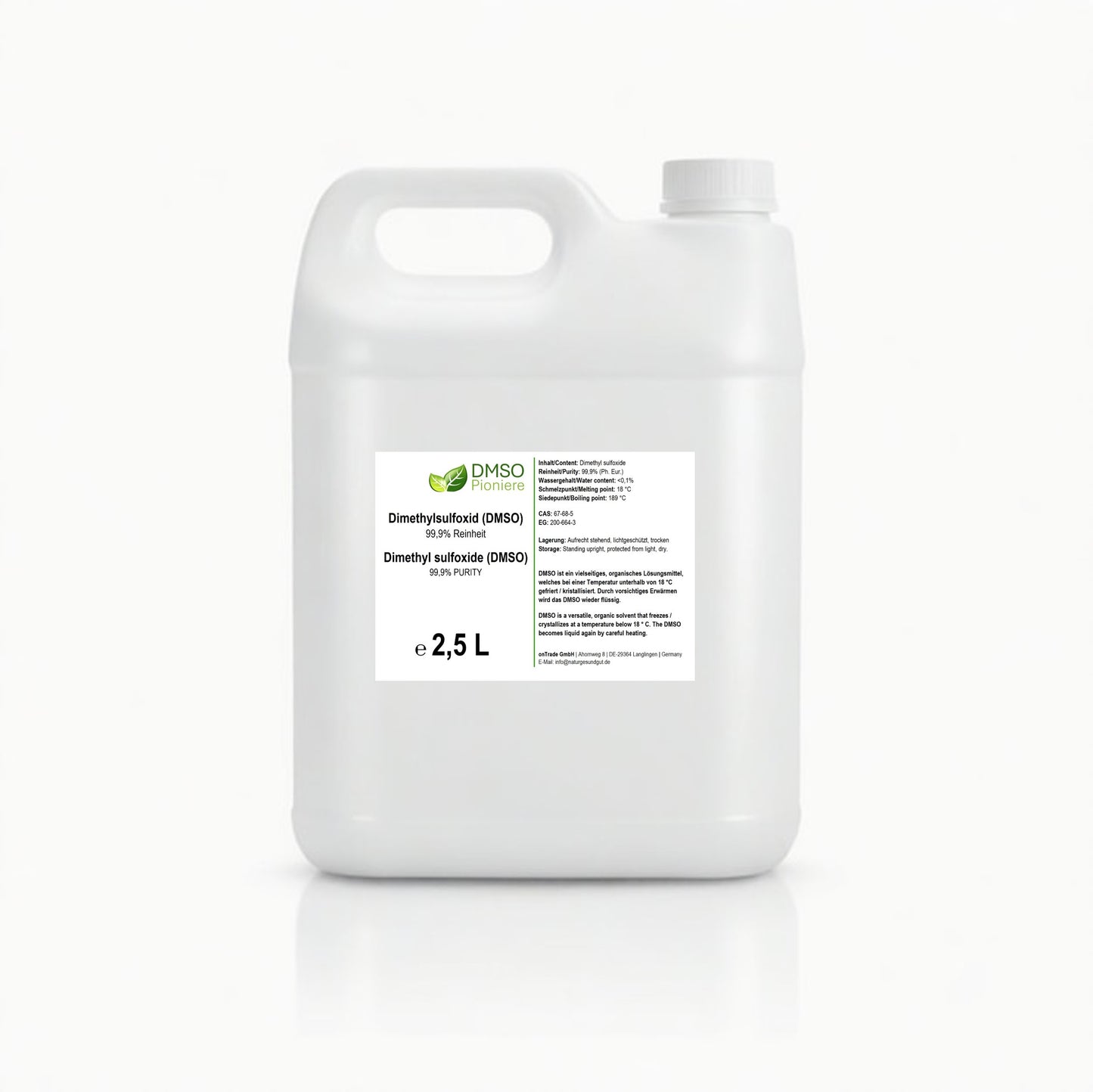 DMSO 99,9% 2.5 liter (169 fl oz) | Dimethyl Sulfoxide